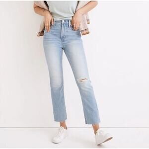 Madewell Perfect Vintage Jeans Womens Sz 27 Light Wash Distressed Raw Hem